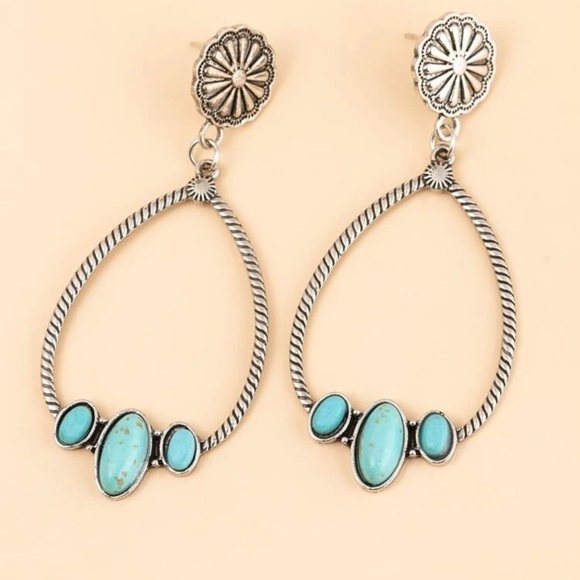 TURQUOISE EMERY ROSE EARRINGS - Picture 4 of 6